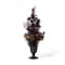 Glitzhome® 36"H Halloween Lighted Black Rose with Orange Glitter Urn Porch Tree with Timer
